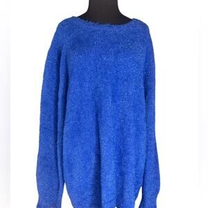 Sandrine Rose X Free People Fuzzy Metallic Distressed Oversized Sweater Large